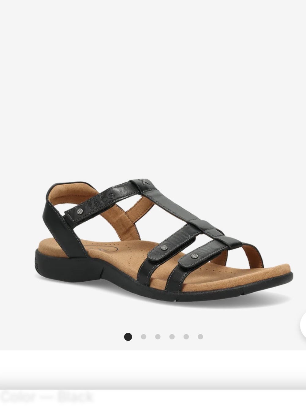 NWOT!  Taos Trophy 2 Comfort Black Leather Strappy Sandal, size 9